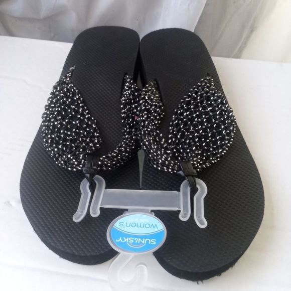 Women wedge flip flop size 9-10. ( box BK ) - Picture 1 of 4